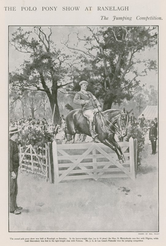 O show de pônei de polo em Ranelagh, a competição de saltos de Walter Stanley Paget