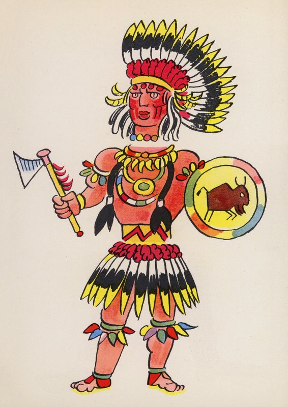 Figuras de livros infantis: O Último dos Moicanos (litografia a cores) de Walter Trier
