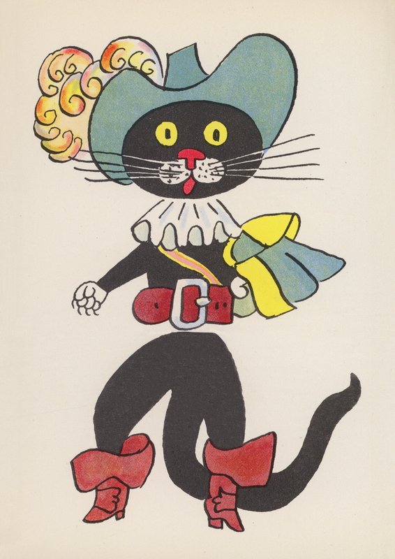 Figuras de livros infantis: O Gato das Botas (litografia a cores) de Walter Trier