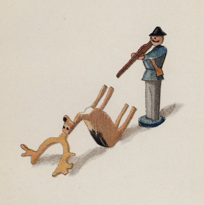 Brinquedo antigo pintado por Walter Trier (litografia a cores) de Walter Trier