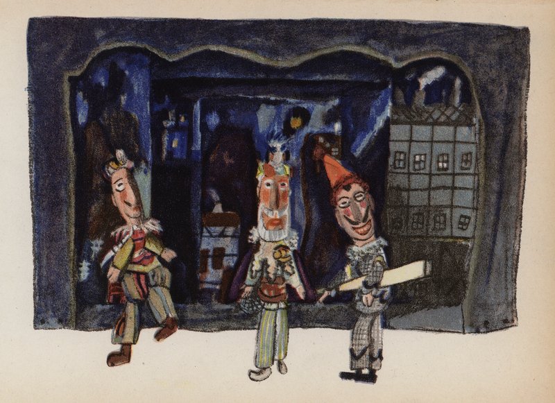 Brinquedo antigo pintado por Walter Trier (litografia a cores) de Walter Trier