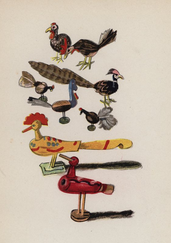 Brinquedo antigo pintado por Walter Trier (litografia a cores) de Walter Trier