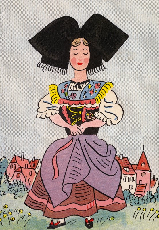 Os fatos loucos de Walter Trier: Alsácia, França (litografia a cores) de Walter Trier