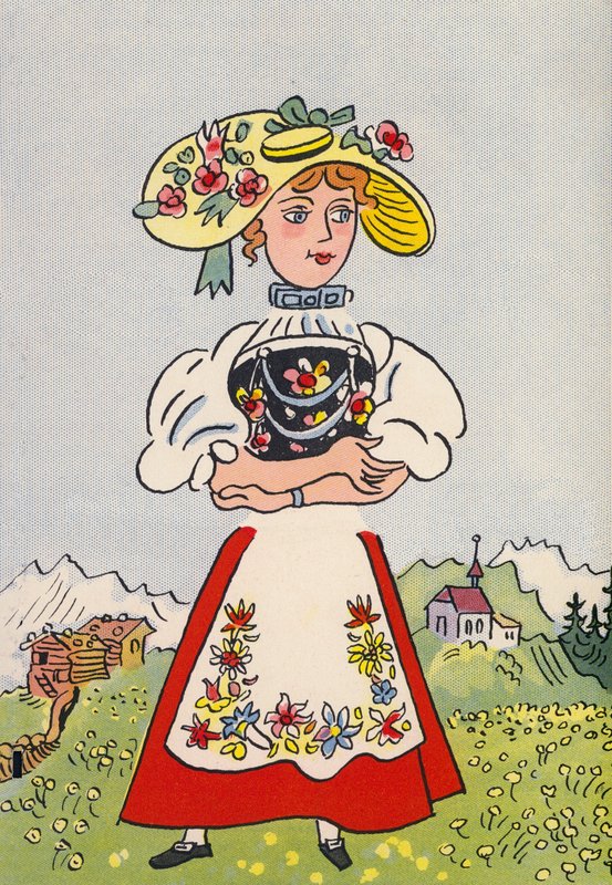 Os fatos loucos de Walter Trier: Suíça (litografia a cores) de Walter Trier