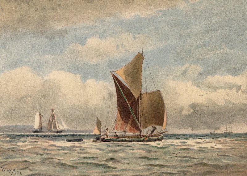Estuário do Tamisa (litografia a cores) de Walter William May