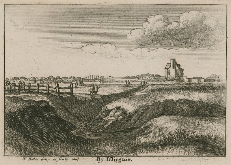 Por Islington, a nova cabeça do rio de Wenceslaus Hollar