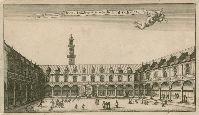 Interior do Royal Exchange, Londres de Wenceslaus Hollar