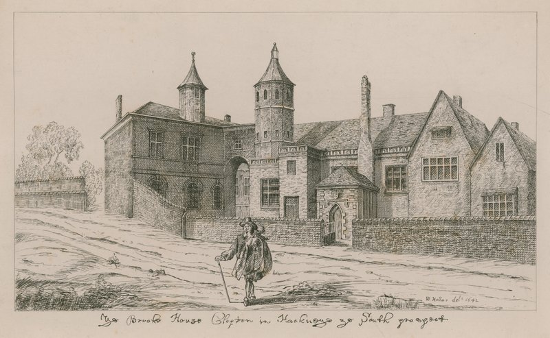 The Brooke House, Clopton em Hackney, o aspecto sul de Wenceslaus Hollar