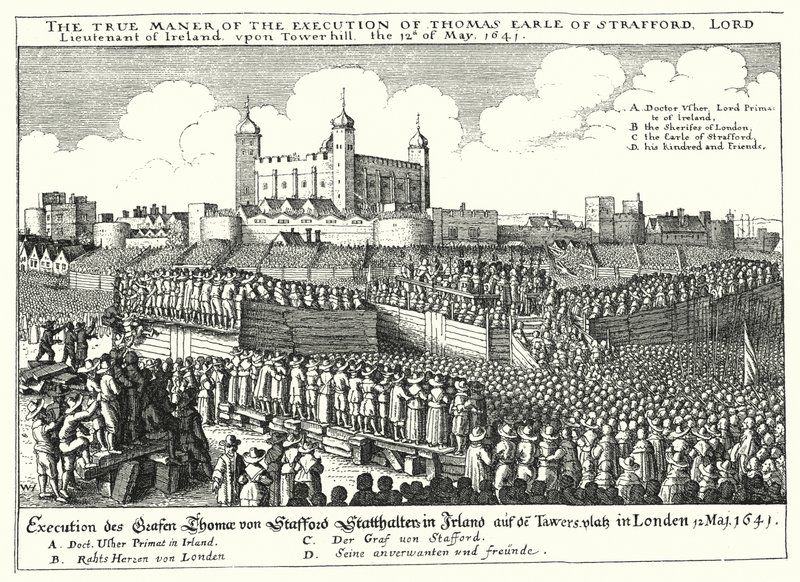 A execução de Thomas Wentworth, primeiro conde de Strafford, 1641 de Wenceslaus Hollar