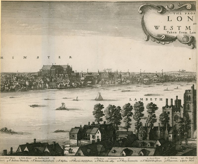 A perspectiva de Londres e Westminster tirada de Lambeth de Wenceslaus Hollar