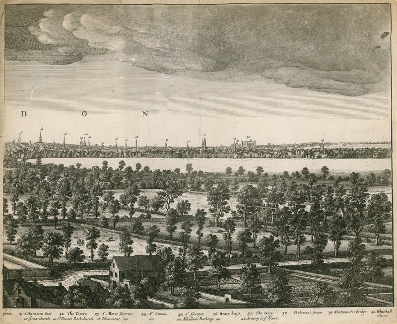 A perspectiva de Londres e Westminster tirada de Lambeth de Wenceslaus Hollar