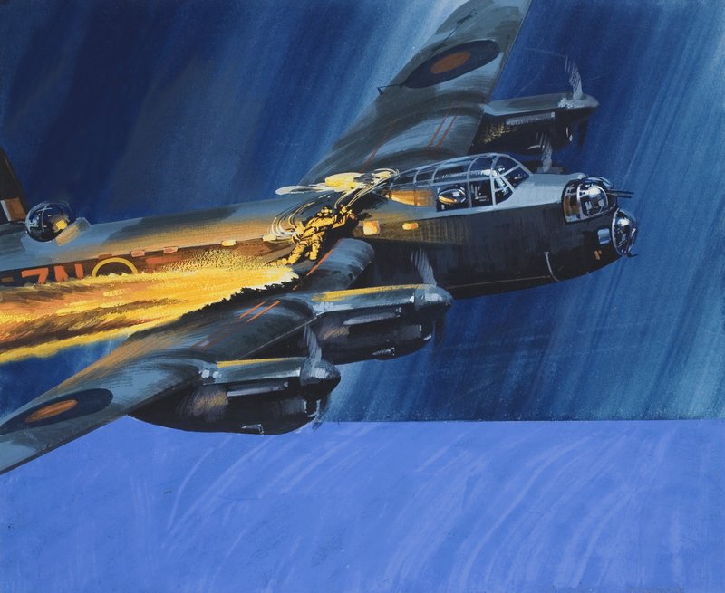 Avião em chamas de Wilf (20th century) Hardy
