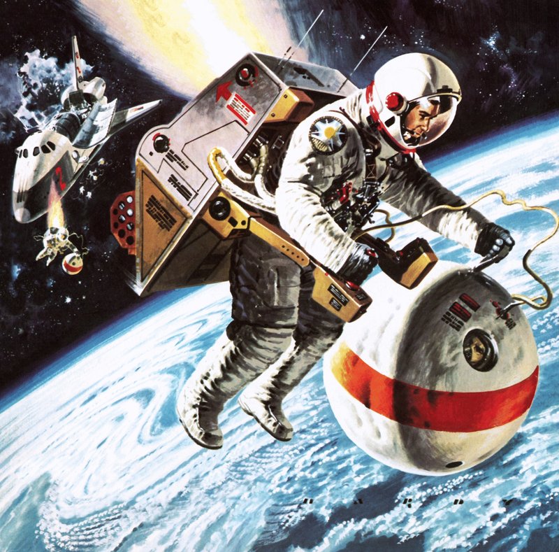 Os "salva-vidas" no espaço, tal como imaginados em 1976 de Wilf (20th century) Hardy