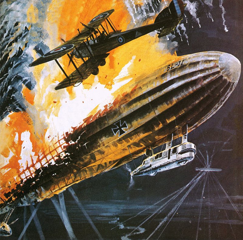 Abater um Zeppelin durante a Primeira Guerra Mundial de Wilf (20th century) Hardy