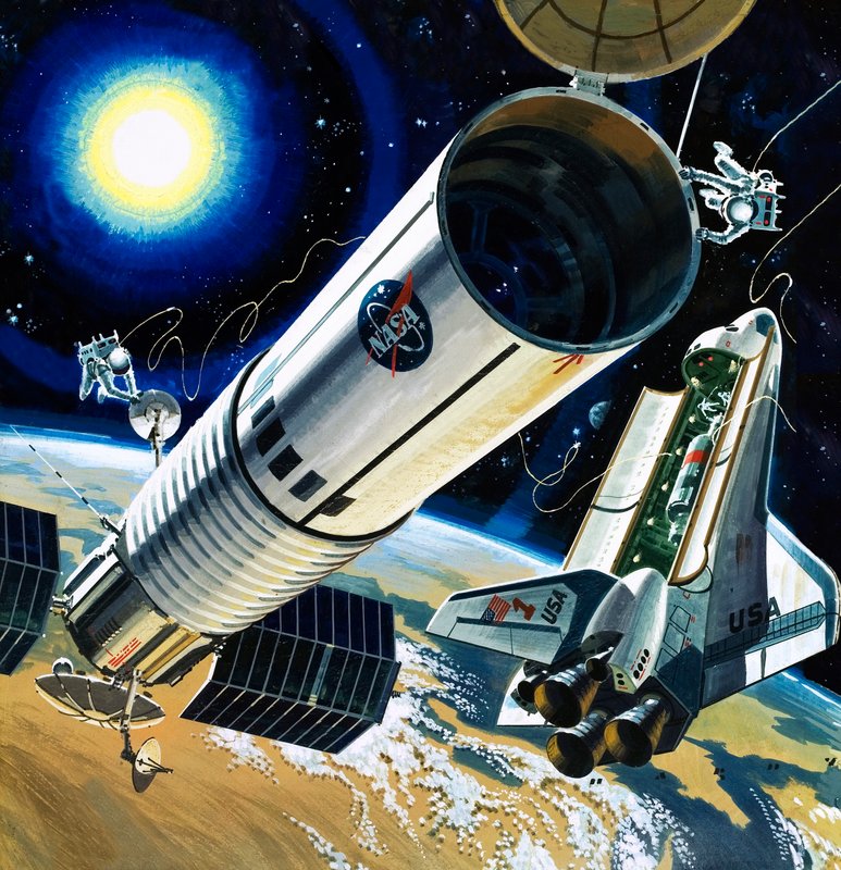 Cena não identificada de um vaivém espacial de Wilf (20th century) Hardy