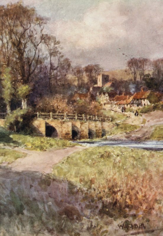 Vista de Sutton Village (litografia a cores) de Wilfrid Williams Ball