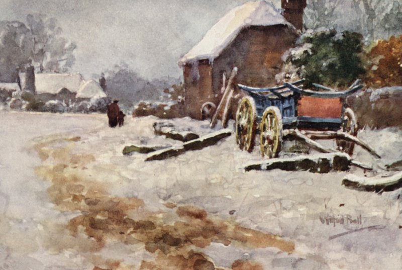 Cena de inverno (litografia a cores) de Wilfrid Williams Ball