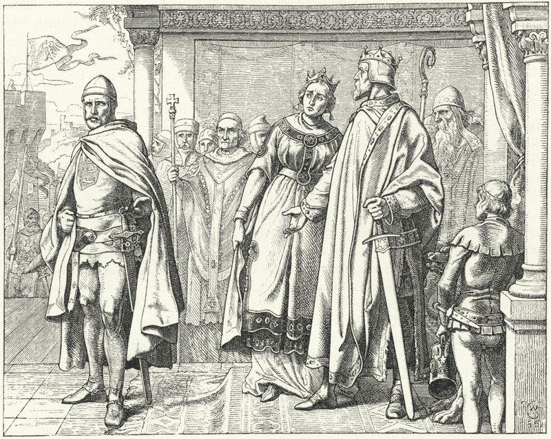 Ernest II, Duque da Suábia, perante o Rei Conrado II da Alemanha, depois de se revoltar contra ele de Wilhelm Camphausen