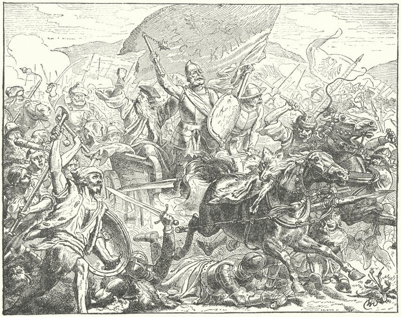 O general checo e líder da Hussite Jan Zizka em batalha de Wilhelm Camphausen