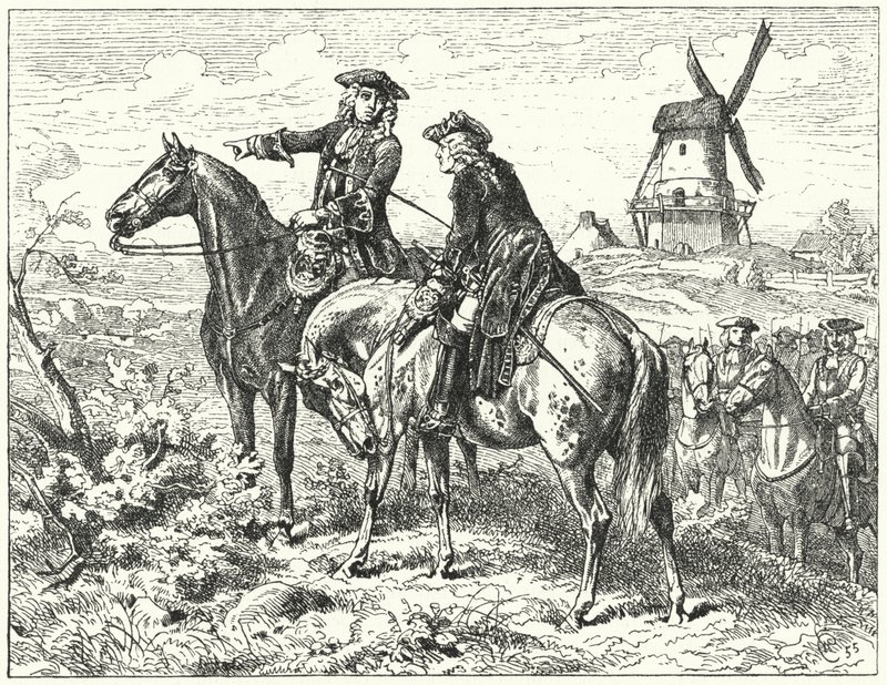 O Duque de Marlborough e o Príncipe Eugene de Savoy na Batalha de Malplaquet de Wilhelm Camphausen