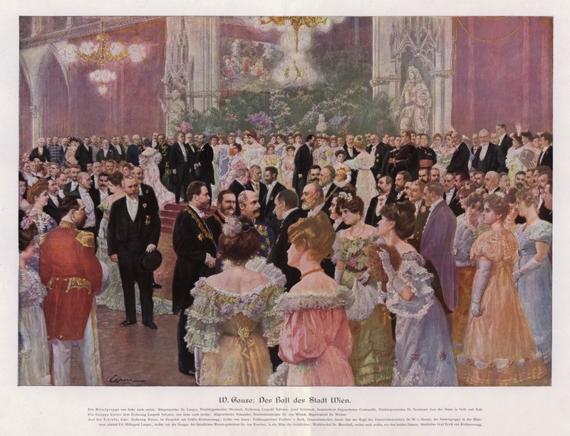 O Baile da Cidade de Viena; Áustria (cor litho) de Wilhelm Gause