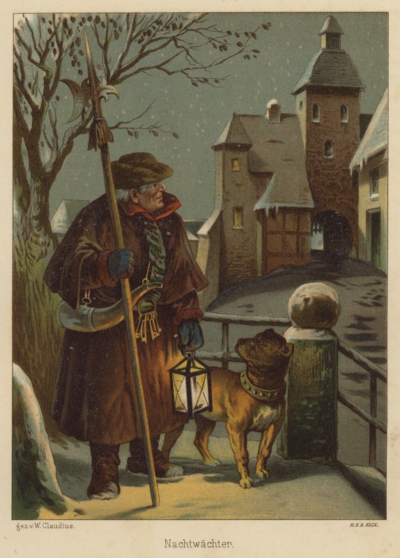 Vigilante da noite (cor litho) de Wilhelm Ludwig Heinrich Claudius