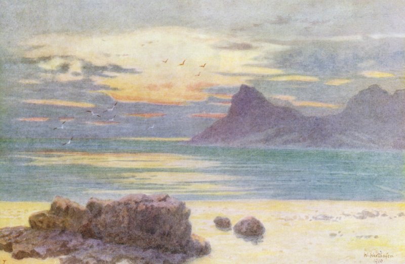 Hout Bay e Hangberg (litografia a cores) de Wilhelm Westhofen