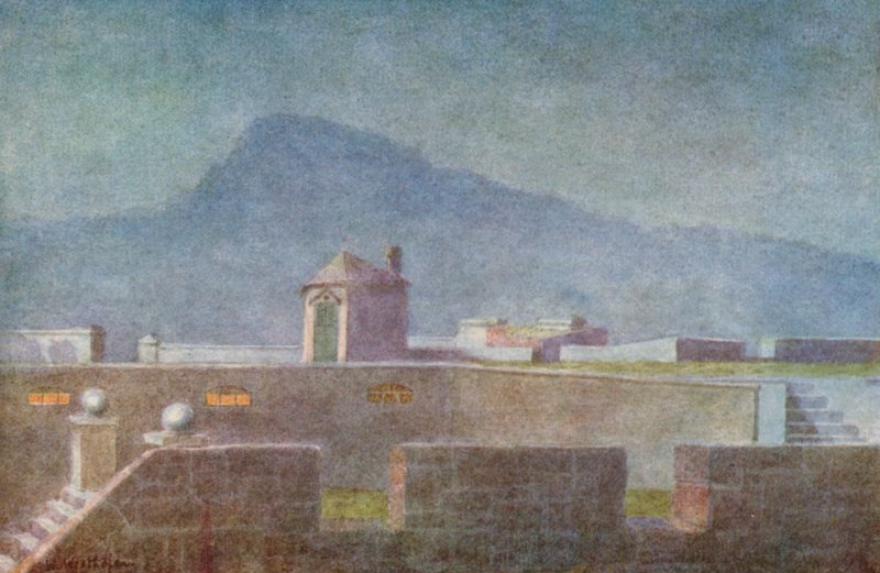 Nas muralhas do antigo castelo (litografia a cores) de Wilhelm Westhofen