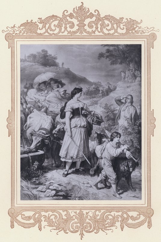 Dorothea E Os Emigrantes, Hermann E Dorothea (litho) de Wilhelm von (after) Kaulbach