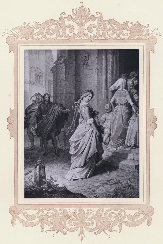 Gretchen, indo à igreja (litho) de Wilhelm von (after) Kaulbach