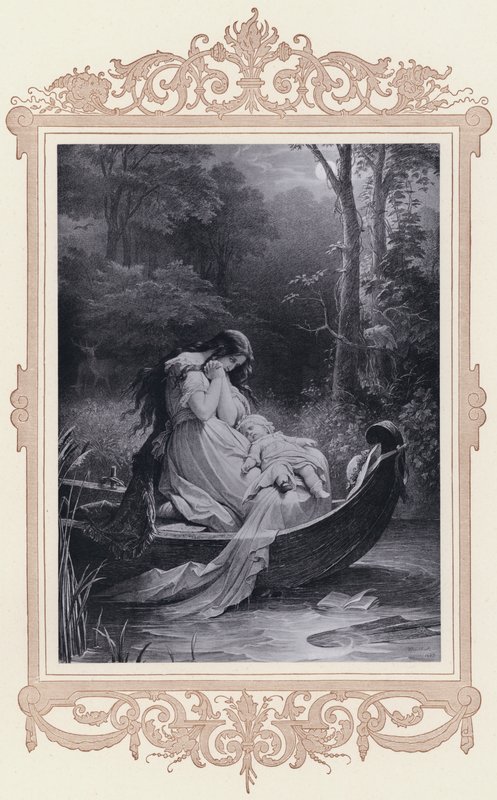 Ottilie, Afinidades Eletivas (litho) de Wilhelm von (after) Kaulbach