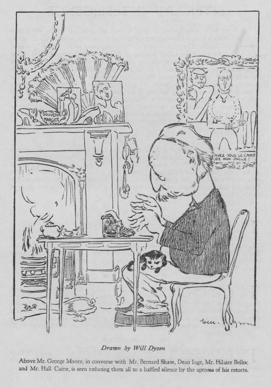 George Moore, autor irlandês, a trabalhar na sua máquina de escrever (litho) de Will Dyson