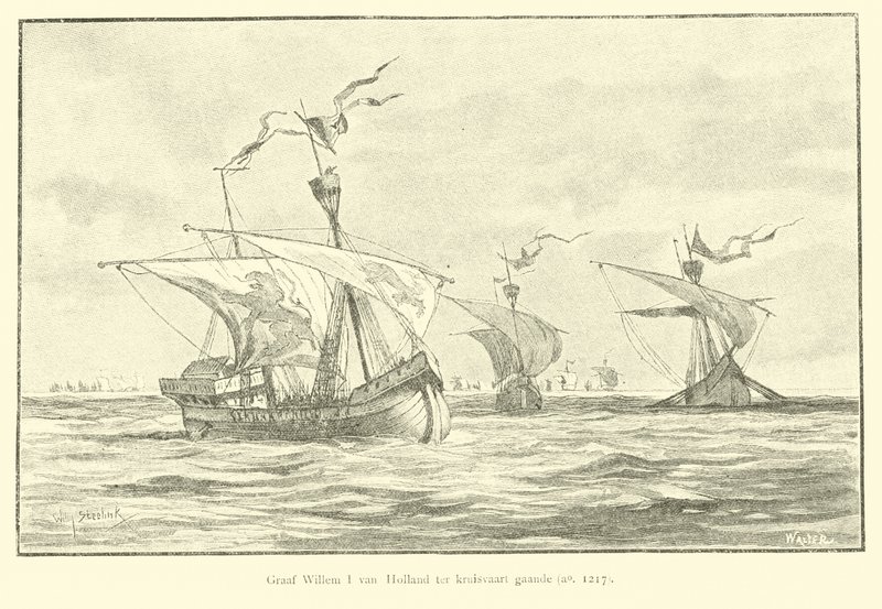 Conde William I da Holanda viajando para a 5ª Cruzada, 1217 de Willem II Steelink