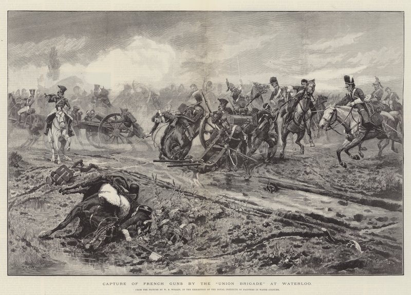 Captura de armas francesas pela Brigada da União em Waterloo de William Barnes Wollen