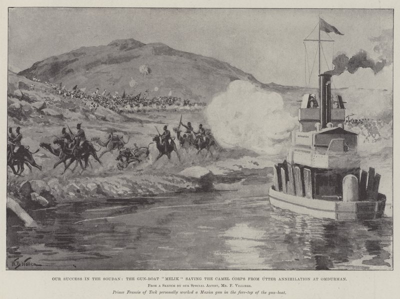Nosso Sucesso no Sudão, o Melik da Arma-Barco salvando o Corpo de Camelos da Aniquilação Total em Omdurman de William Barnes Wollen