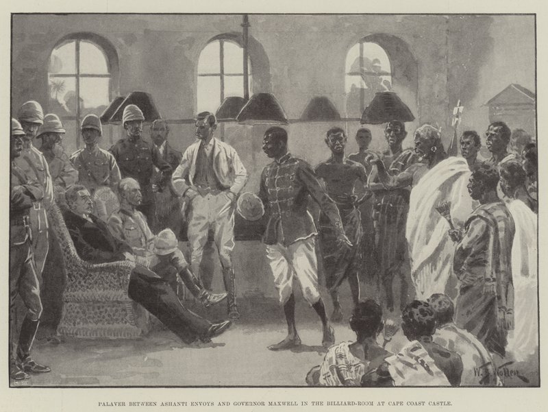 Palavrório entre os Enviados de Ashanti e o Governador Maxwell na Sala de Bilhar no Castelo de Cape Coast de William Barnes Wollen