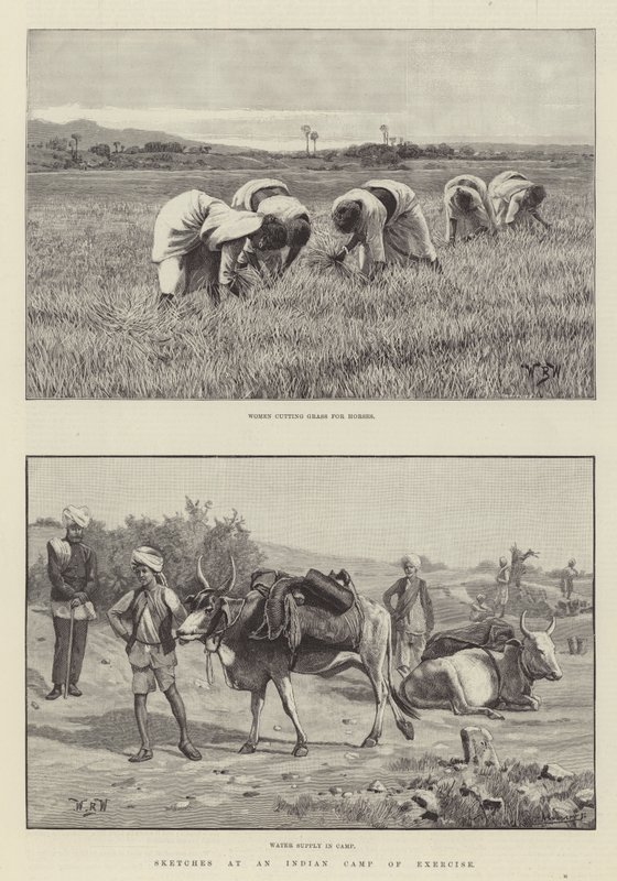 Esboços em um acampamento indiano de exercício de William Barnes Wollen