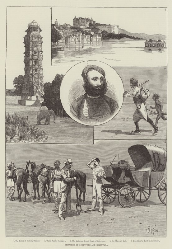 Esboços de Oodeypore e Rajputana de William Barnes Wollen