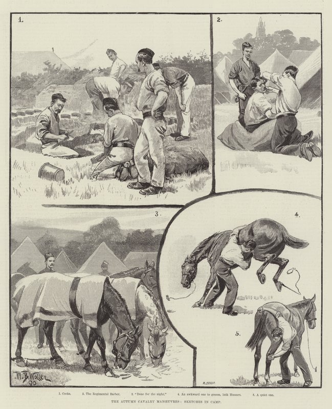 As manobras de cavalaria do outono, esboços no acampamento de William Barnes Wollen