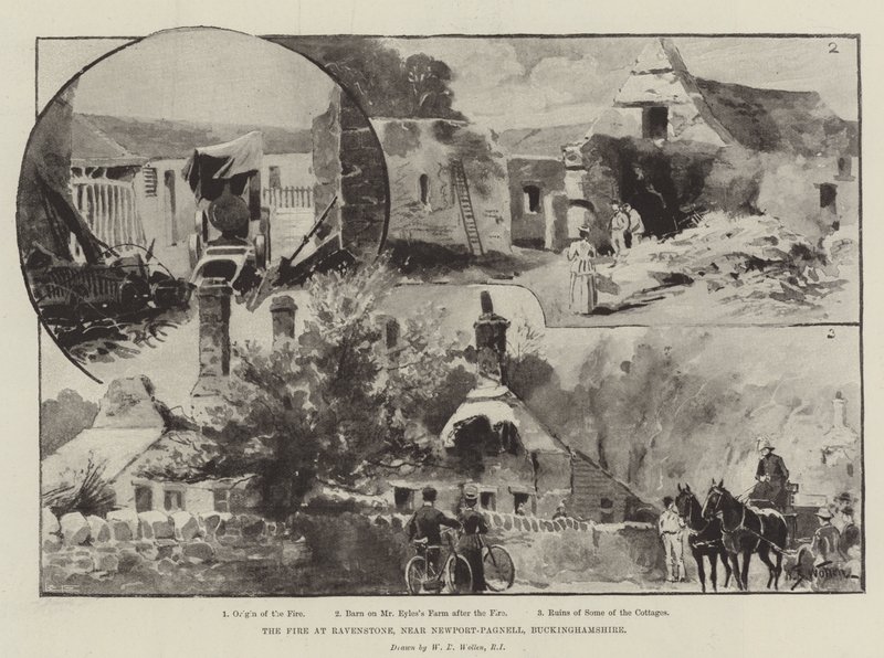 O fogo em Ravenstone, perto de Newport-Pagnell, Buckinghamshire de William Barnes Wollen