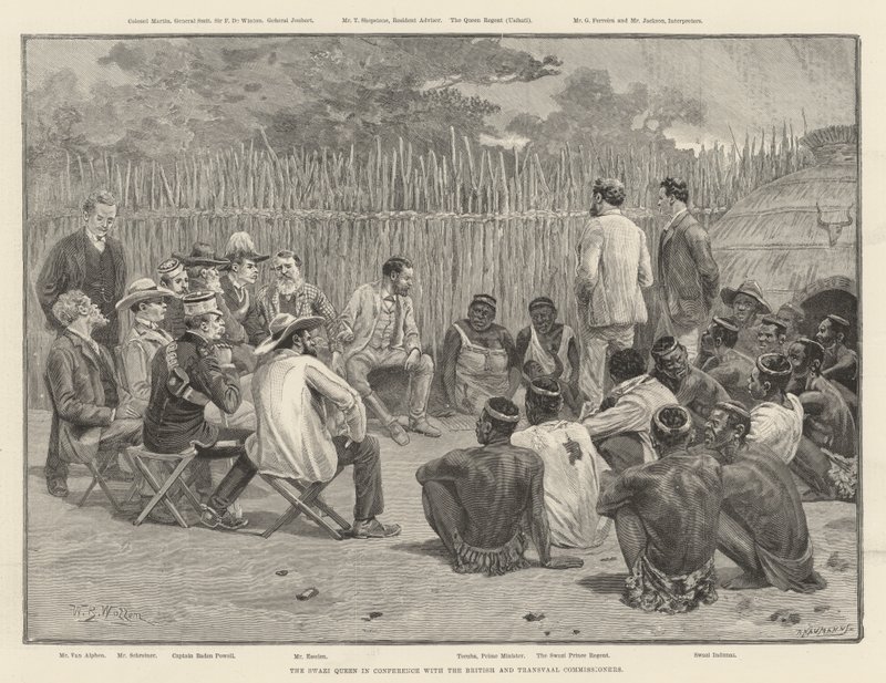 A Rainha Swazi em Conferência com os Comissários Britânicos e Transvaal de William Barnes Wollen