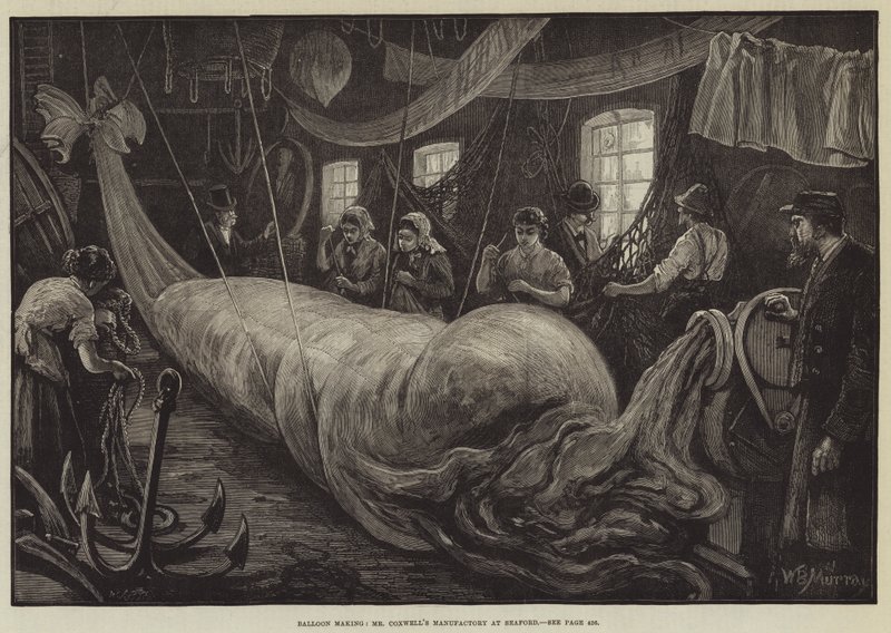 Fabricação de Balão, Manufactory do Sr. Coxwell em Seaford de William Bazett Murray