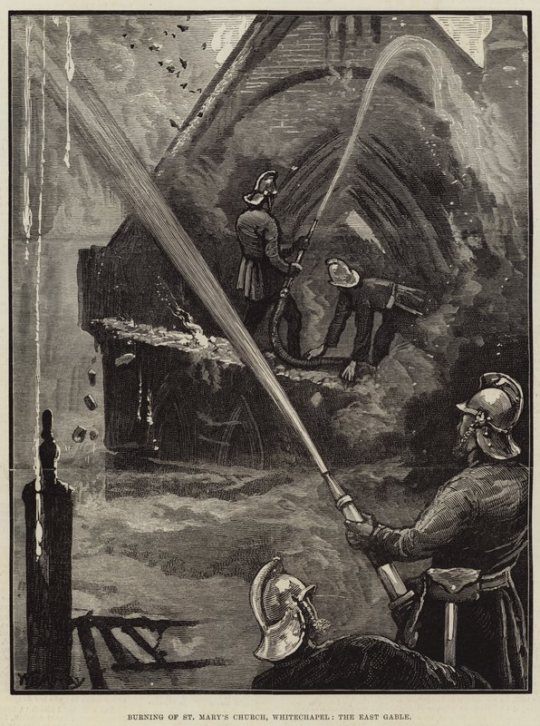 Queima da Igreja de Santa Maria, Whitechapel, o East Gable de William Bazett Murray