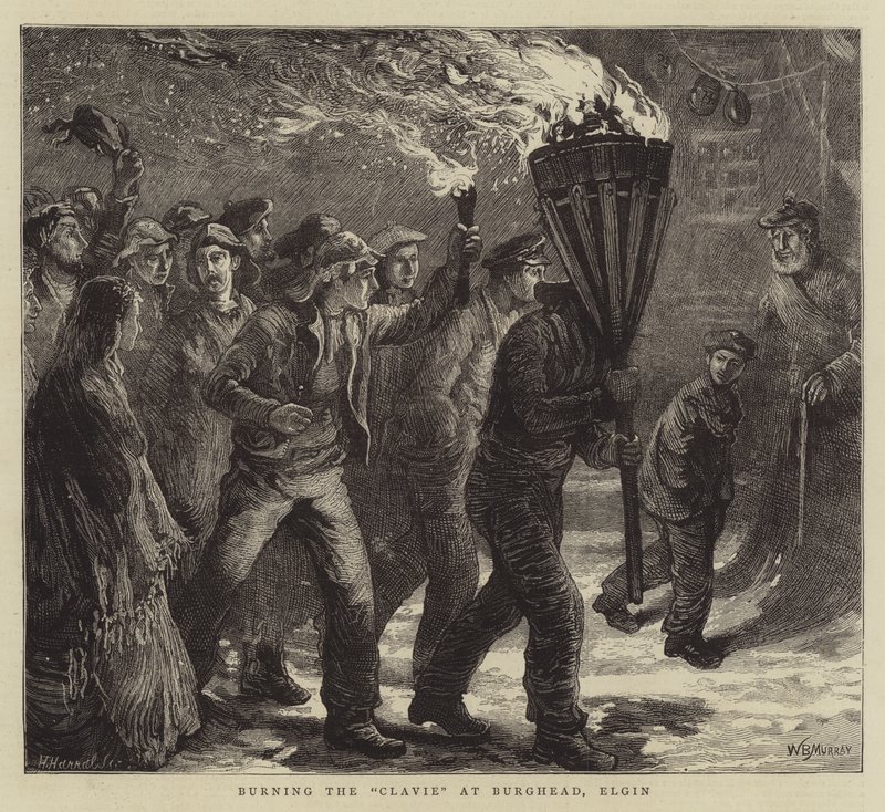 Queimando o Clavie em Burghead, Elgin de William Bazett Murray