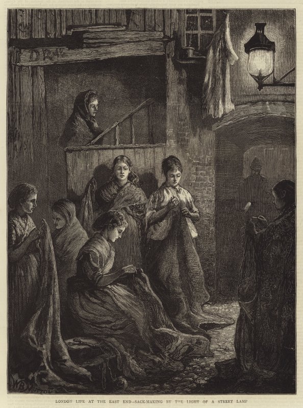 Vida de Londres no East End, tomada de saco pela luz de uma lâmpada de rua de William Bazett Murray