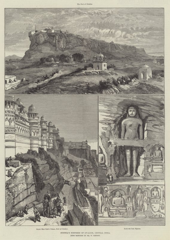 Fortaleza de Scindia em Gwalior, na Índia Central de William Crimea Simpson
