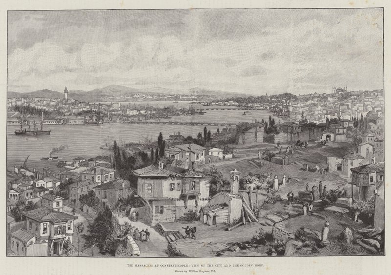 Os Massacres de Constantinopla, Vista da Cidade e do Corno de Ouro de William Crimea Simpson