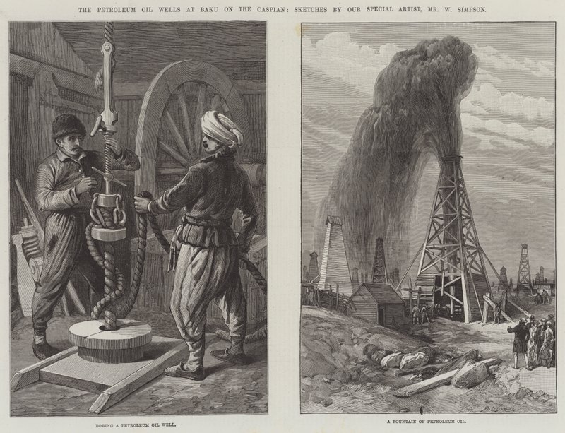 O Petroleum Oil Wells em Baku no Cáspio de William Crimea Simpson