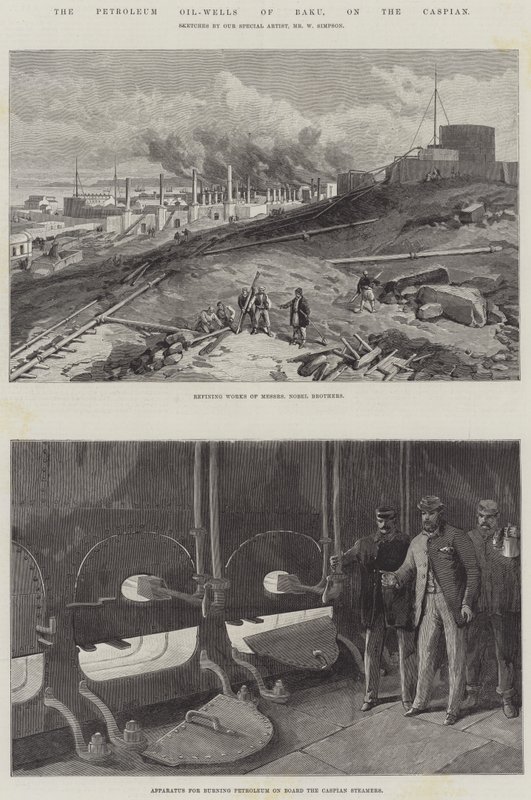 Os Poços de Petróleo de Baku, no Cáspio de William Crimea Simpson