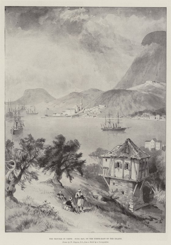 O problema em Creta, Baía de Suda, no nordeste da ilha de William Crimea Simpson